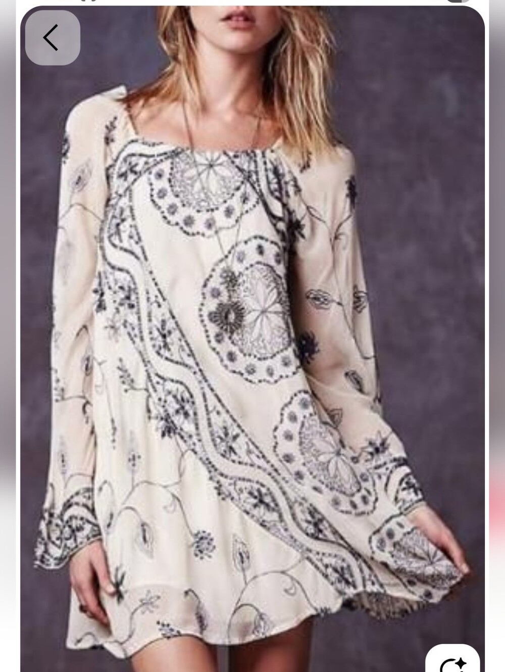 Free People Sequin Embellish Cream Mini Dress New With Tags